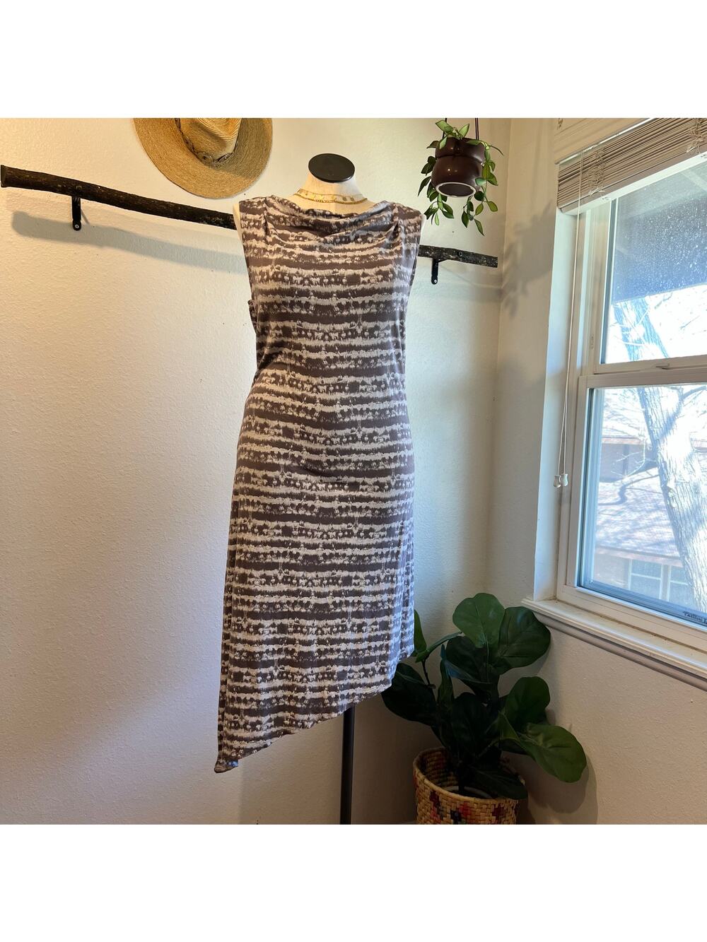 Fresh Produce Gray Printed 100% Cotton USA Made Asymmetrical Dress Size Large